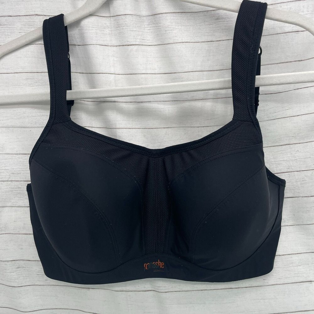 PANACHE 5021 Women's High Impact J-Hook Underwire Sports Bra Size 32FF Black